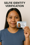 Halimbawa: aplikante na hawak ang valid na ID sa tabi ng mukha